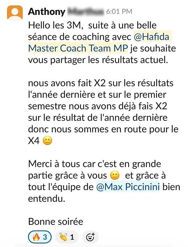“Nous sommes en route pour x4 sur nos résultats grâce au 3M !” - Anthony