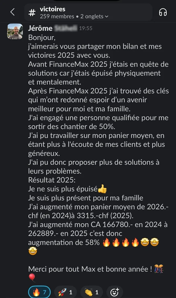“Depuis que j’ai rejoins le 3M, je ne suis plus épuisé, j’ai plus de temps avec ma famille et j’ai augmenté de 58% mon C.A” - Jérôme