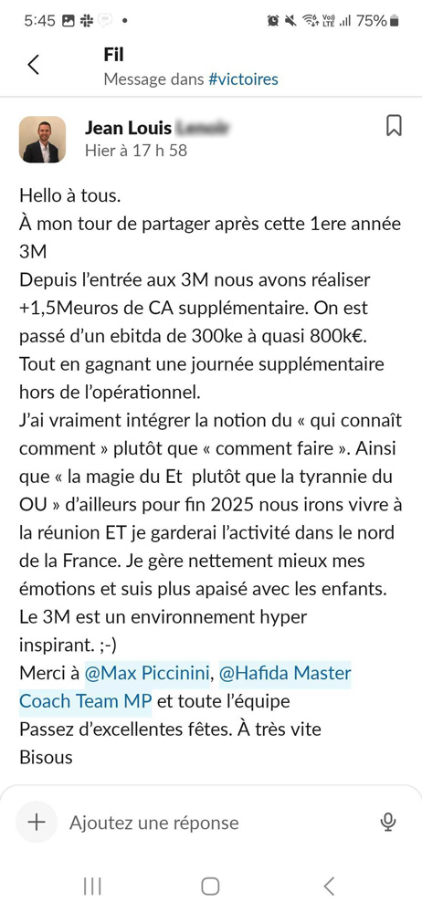 “Depuis l’entrée dans les 3M, nous avons réalisé +1,5 million € de CA additionnel avec un EBITDA qui est passé de 300K€ à 800K€”- Jean-Louis, Chirurgien Dentiste