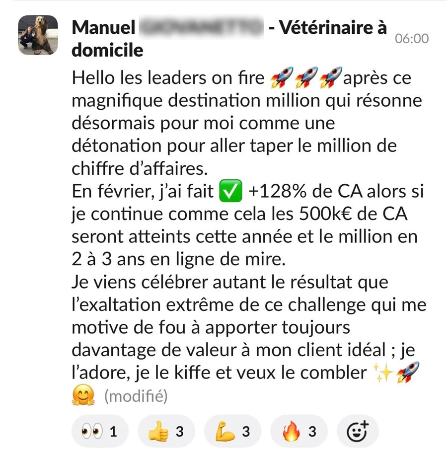 “L'effet 3M, +128% sur mon C.A !” - Manuel, vétérinaire à domicile